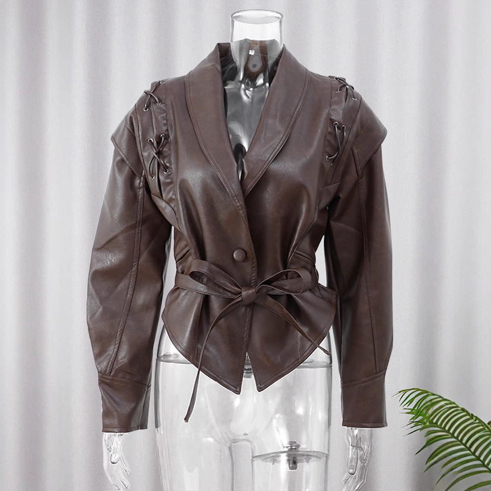 Slim-Fit PU Leather Jacket