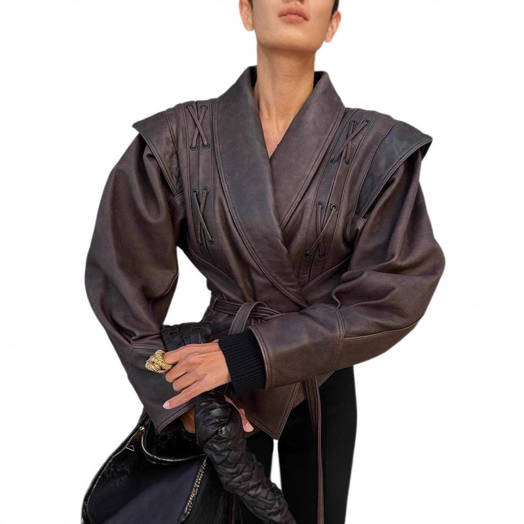 Slim-Fit PU Leather Jacket