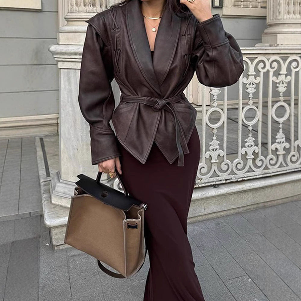 Slim-Fit PU Leather Jacket