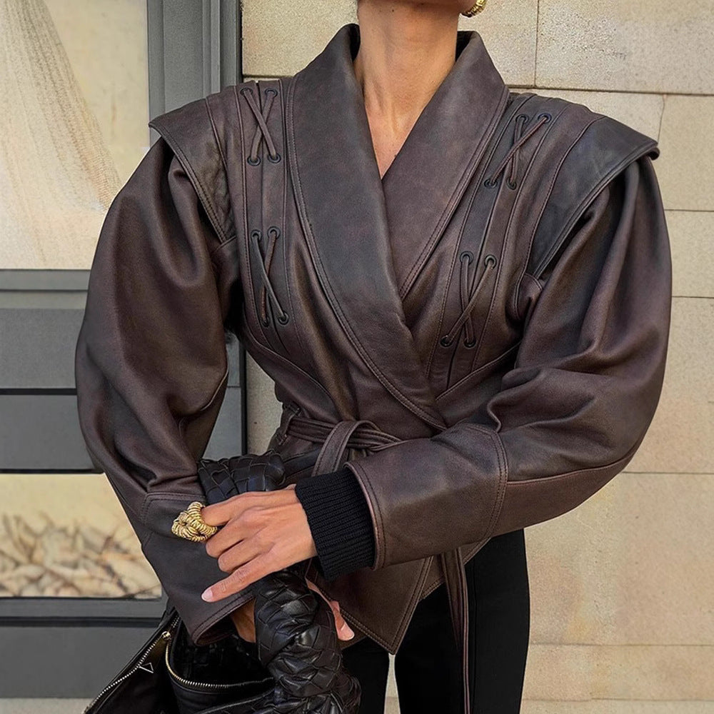Slim-Fit PU Leather Jacket